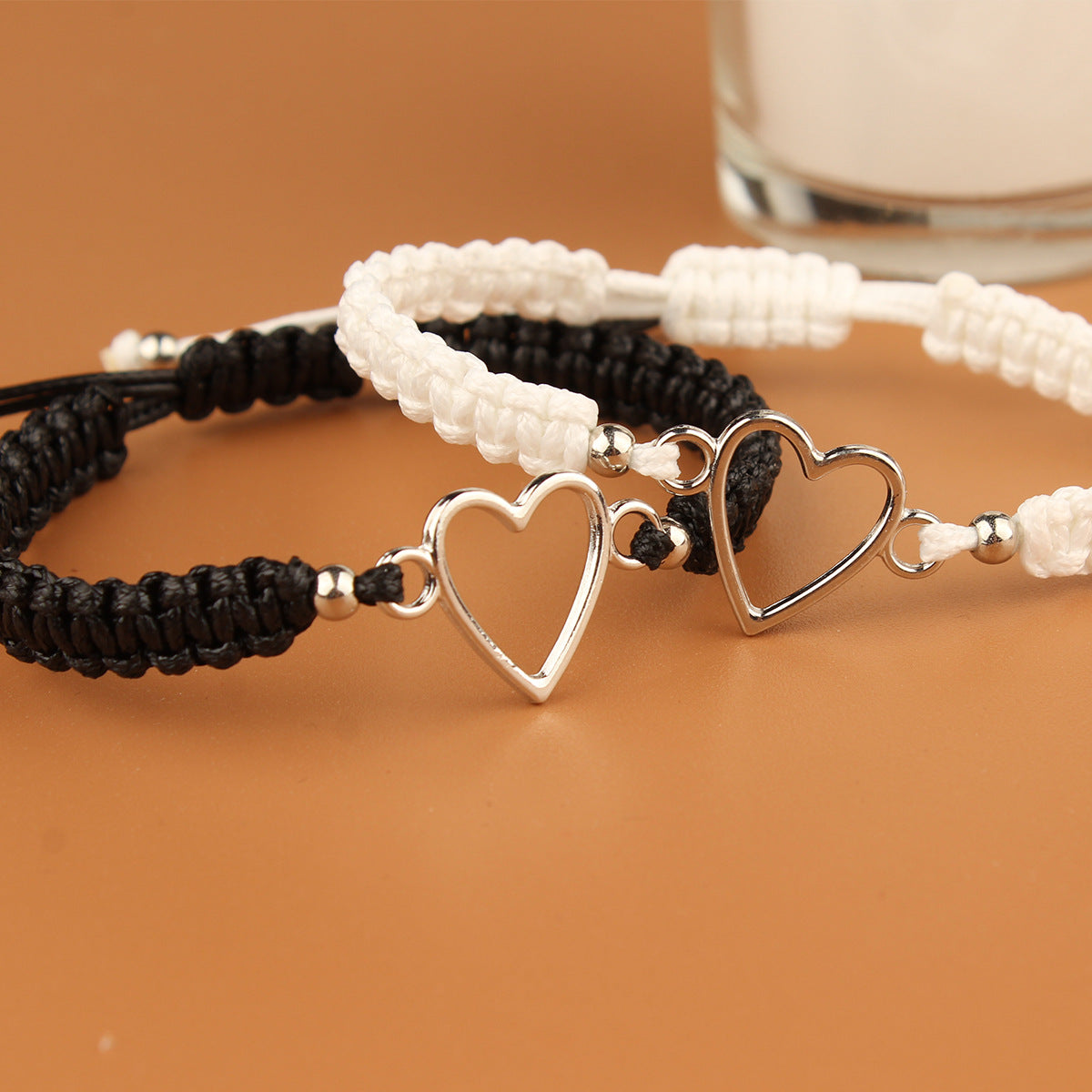 Wholesale Love Couple Valentine's Day  Star Language Black and White Hand Rope Bracelet