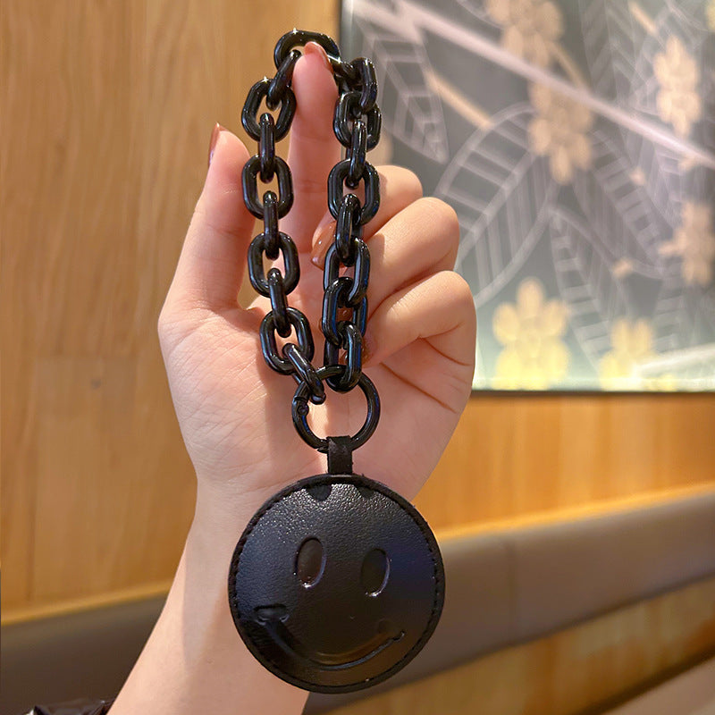 Wholesale Stylish Dark Iron Chain Heart Leather Bag Charm Keychain Couple Birthday Gift Boutique Fashion Accessory