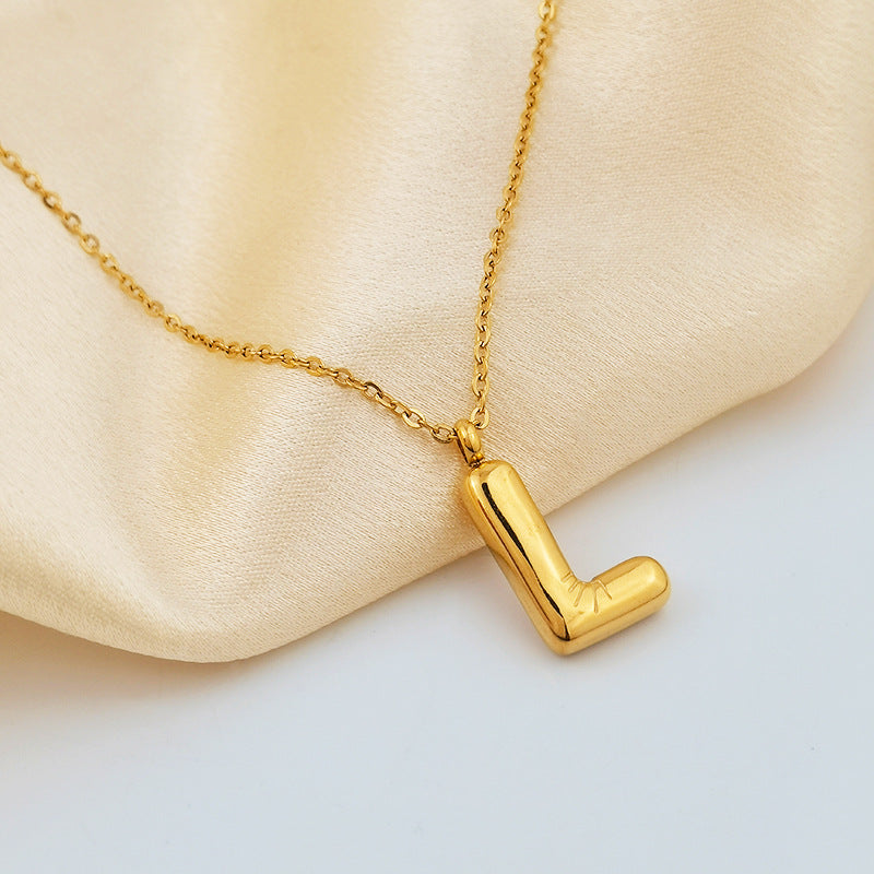 Wholesale 26 Letters 18K Gold Plated Polished Letter Necklaces ACC-NE-GuDi014