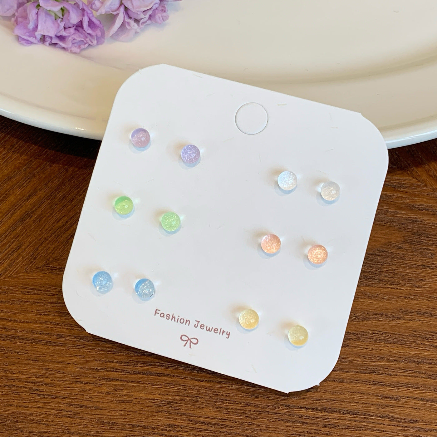 Wholesale Geometric Bean Stud Earring Set Silver Needle,  Heart Butterfly Cute Earrings