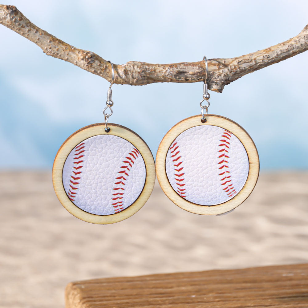 Pendientes de cuero de lentejuelas de fútbol y softball al por mayor