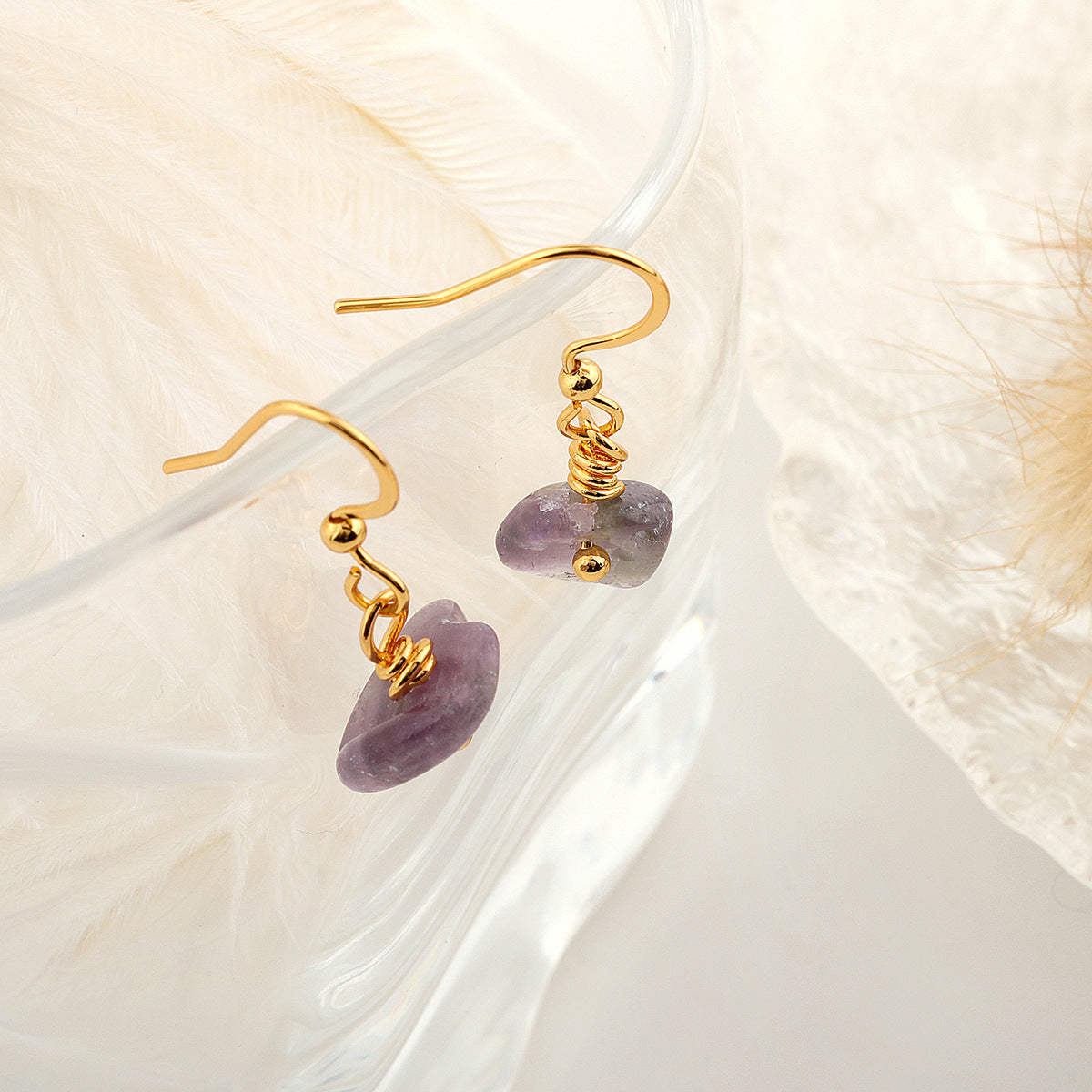 Wholesale A variety of simple natural crystal stone earrings ear jewelry