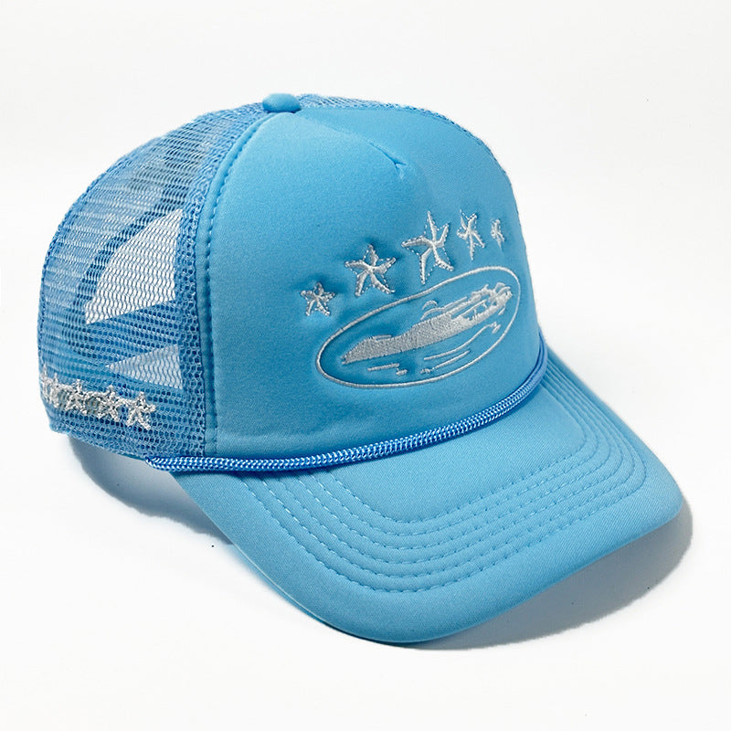 Wholesale Breathable Mesh Trucker Hat With Star Embroidery Summer Outdoor Baseball Cap Adjustable Everyday Style