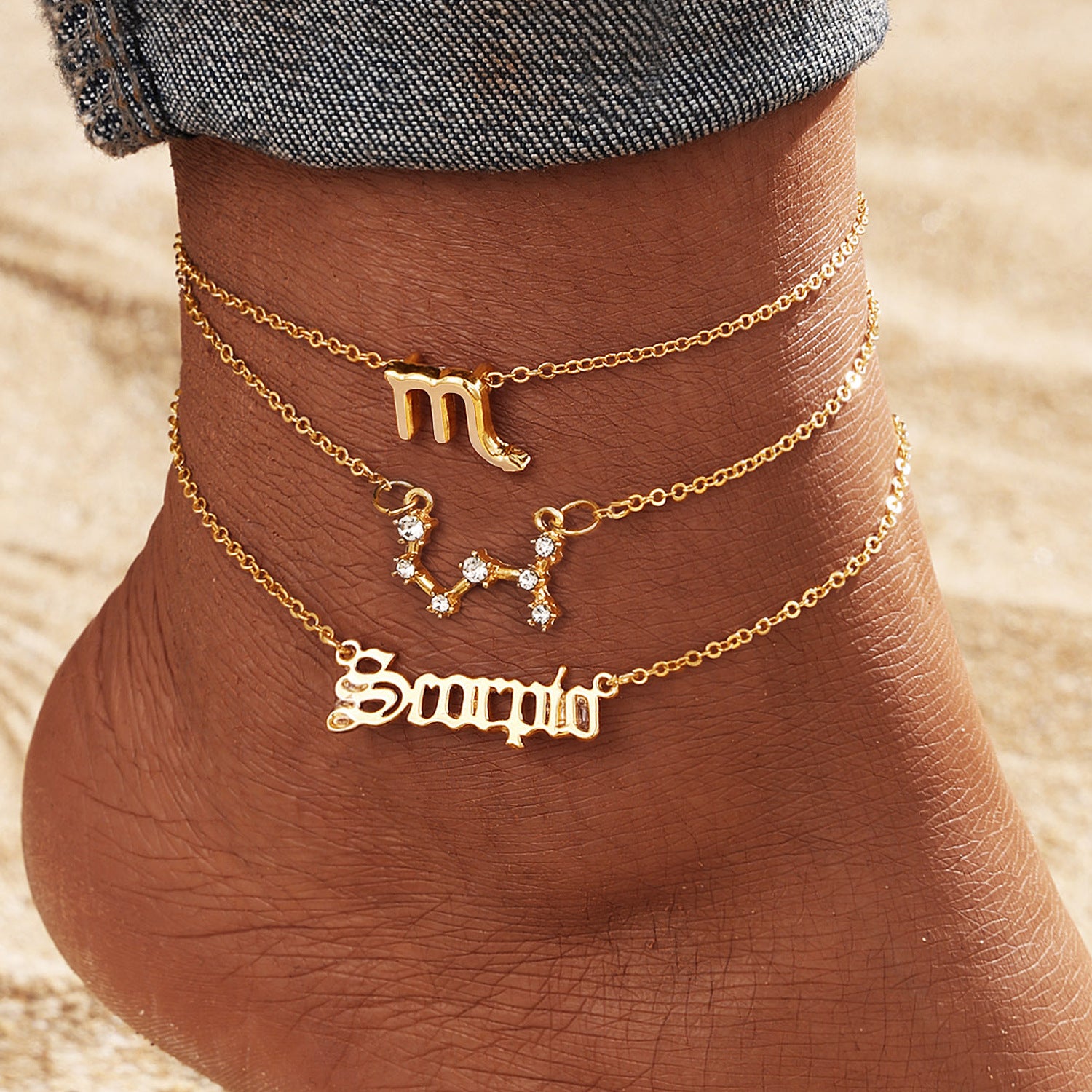 Wholesale 12-constellation alloy anklet r 12-star gold diamond-encrusted anklet
