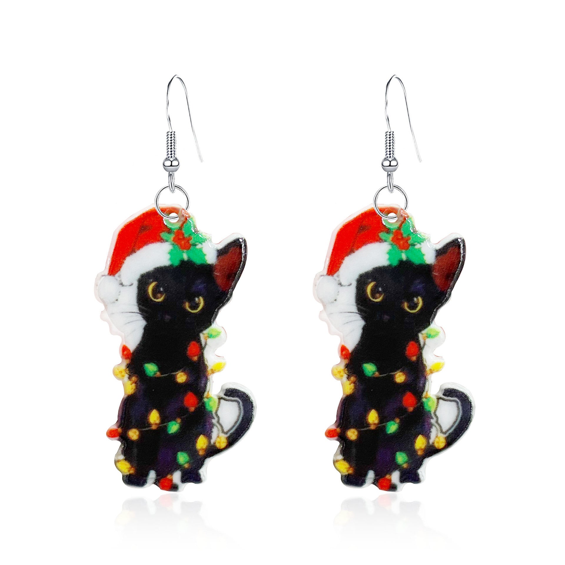 Wholesale Christmas Cute Black Cat Earrings