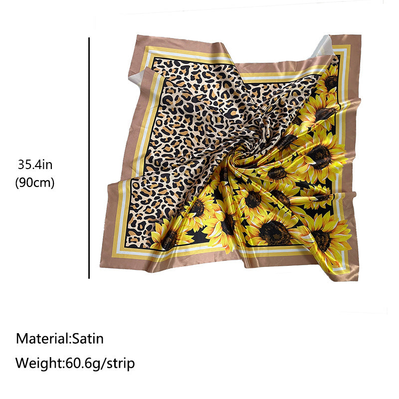 Wholesale sunflower leopard  sunflower  large square scarf