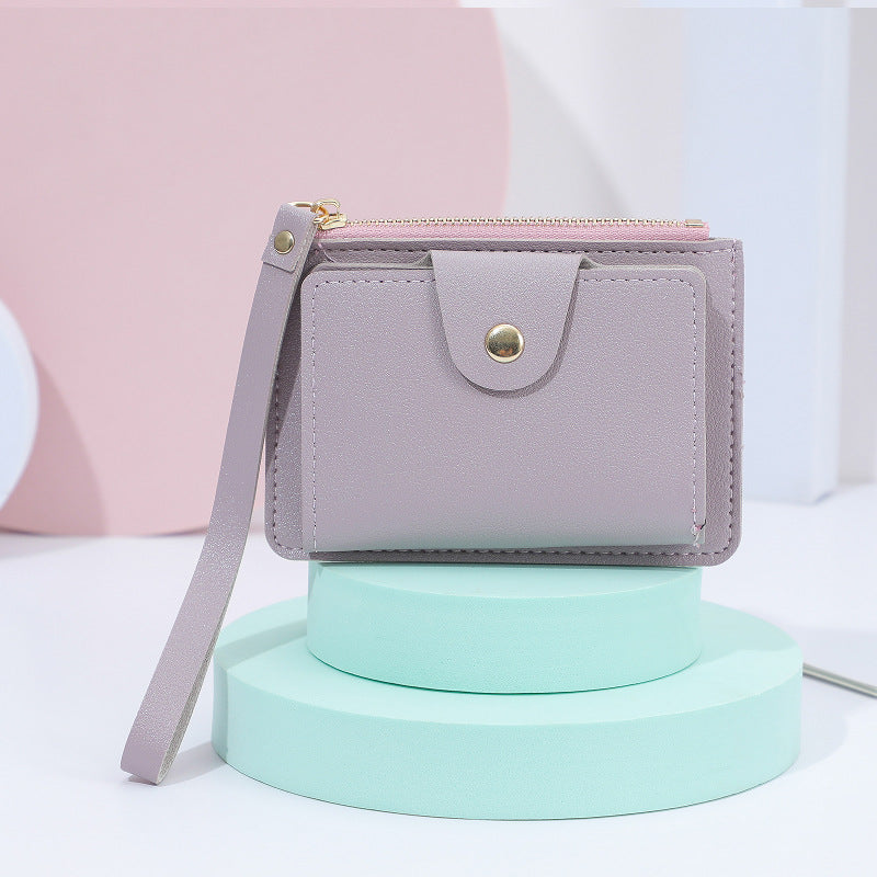 Wholesale wrist strap card holder card holder solid color mini wallet