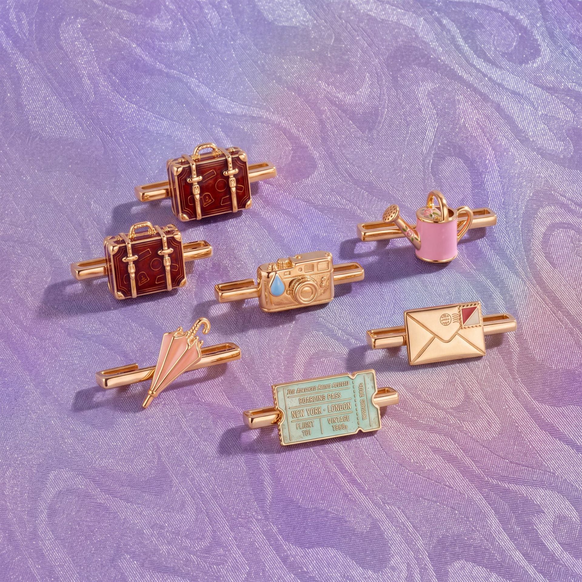 Wholesale Trendy Stainless Steel 18K Electroplated DIY Travel Suitcase Charm Accessory