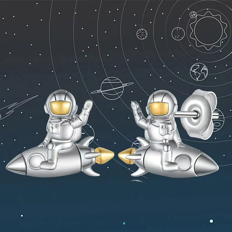 Wholesale  creative astronaut spaceship alloy oil drop earrings
