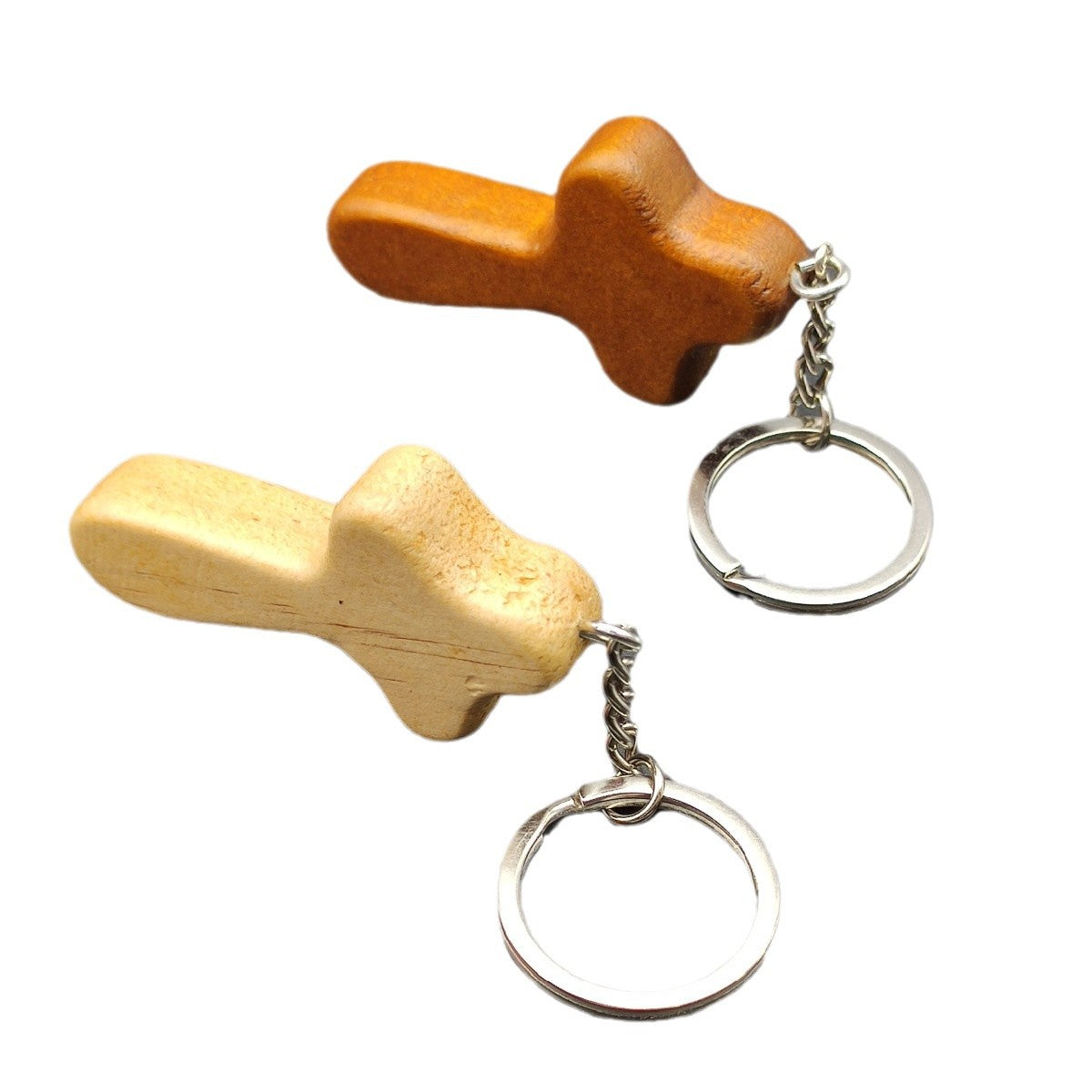 Wholesale Cross Keychain Beech Wood Keychain Wooden Keychains