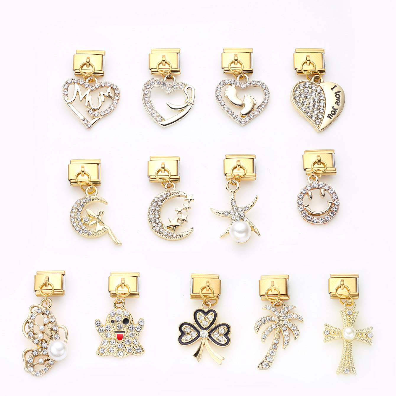 Wholesale 10pcs Italian Charm Bracelet 9mm DIY Splicing Love Pendant Stainless Steel Composable Bracelet