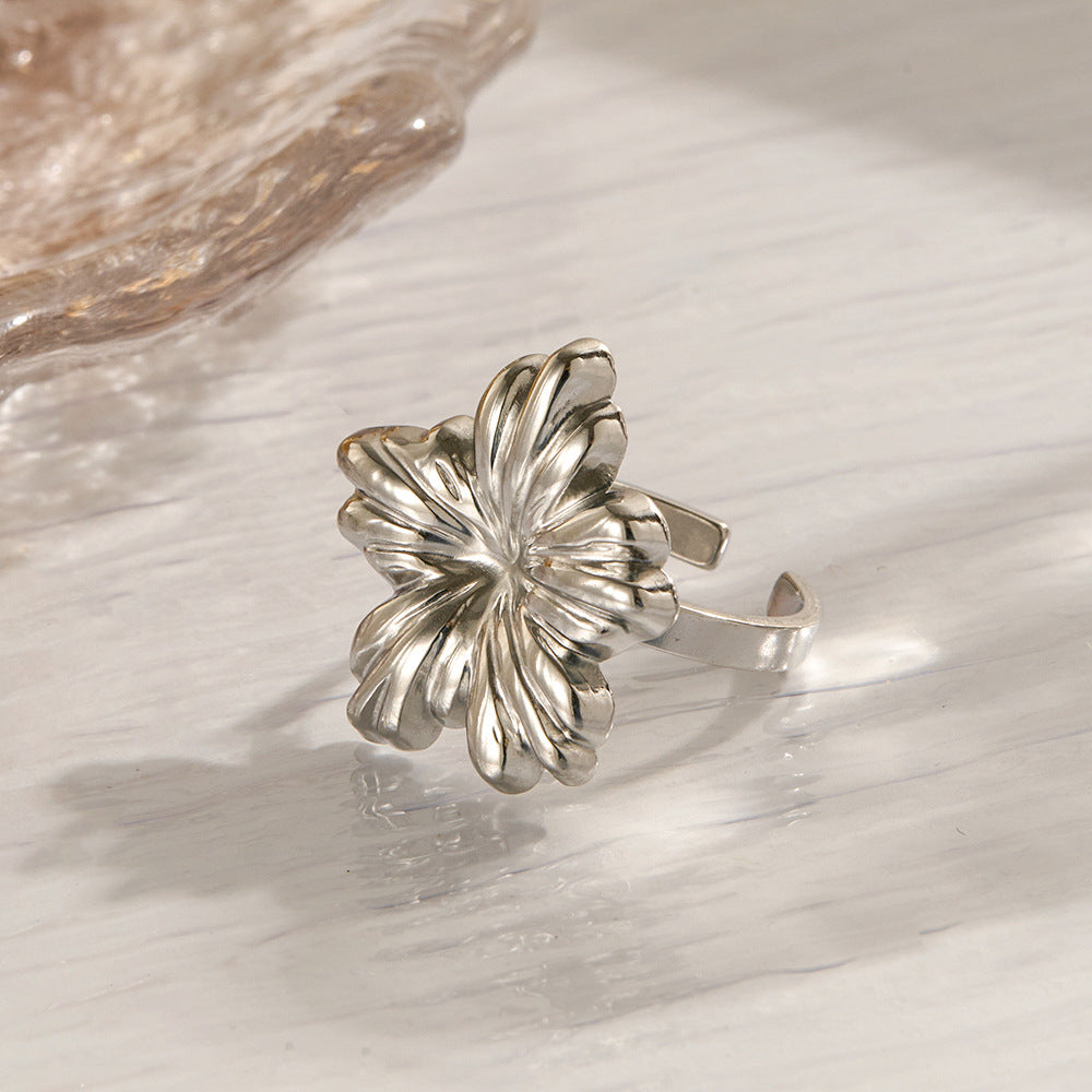 Wholesale Retro French Geometric Stainless Steel Butterfly Open Ring Set,  Everyday Wear Jewelry Accessory