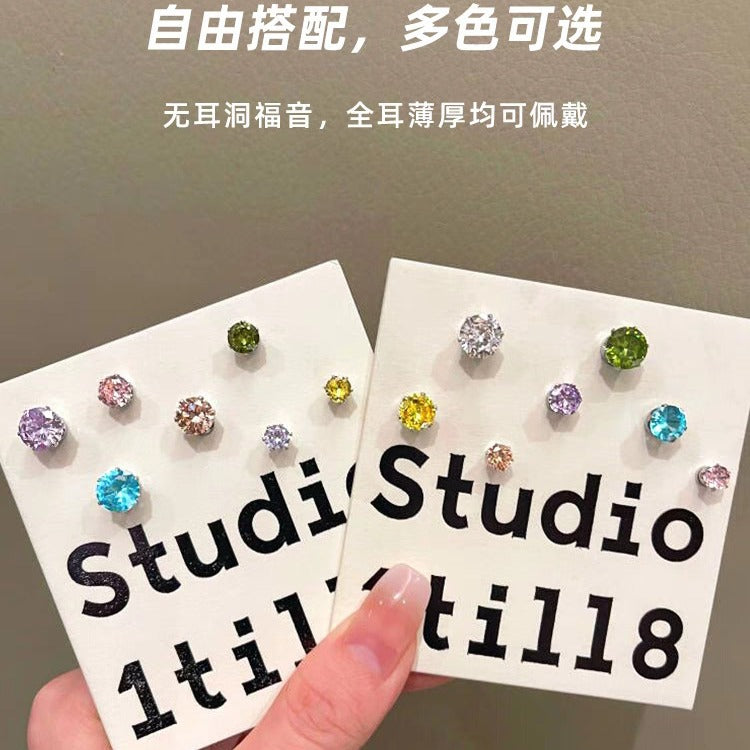 Wholesale Magnetic Cochlear Studs Zircon Titanium Steel Earrings Ear Bone Clips ACC-ES-Qiuy005