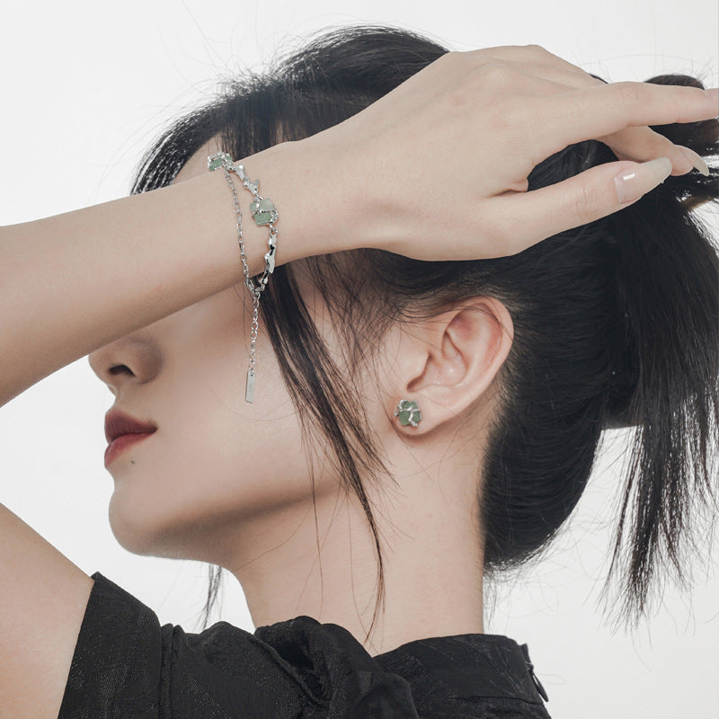 Wholesale Ethnic Style Bamboo S925 Sterling Silver Natural Stone Bracelet ACC-BT-YWE005