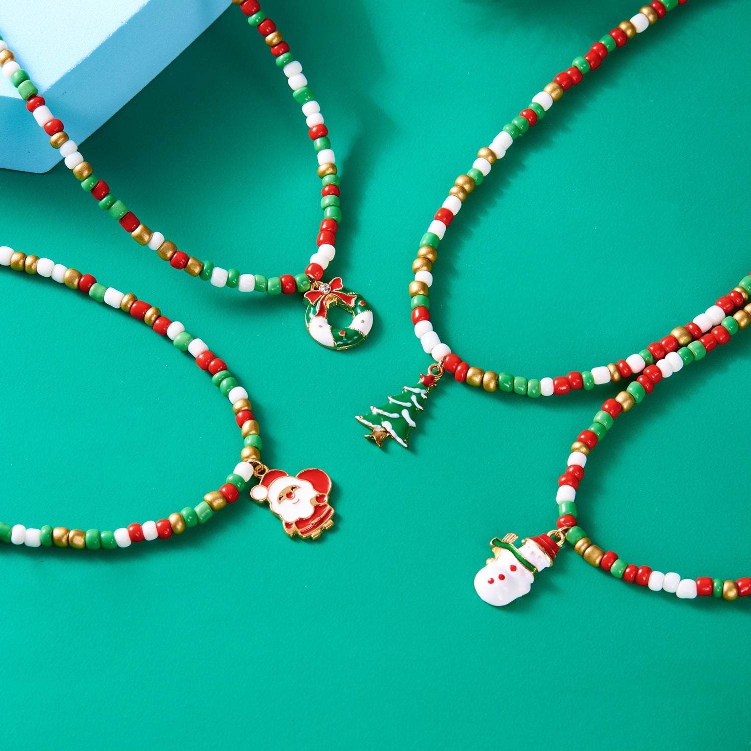 Wholesale Rice Bead Christmas Tree Cane Necklace