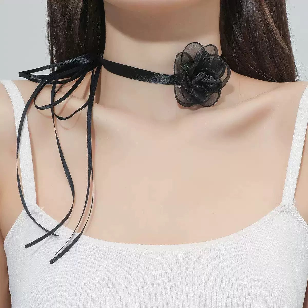 Wholesale Handmade Fabric Flower Choker Necklace With Wax Rope Trendy Jewelry Accessory For Women Gift