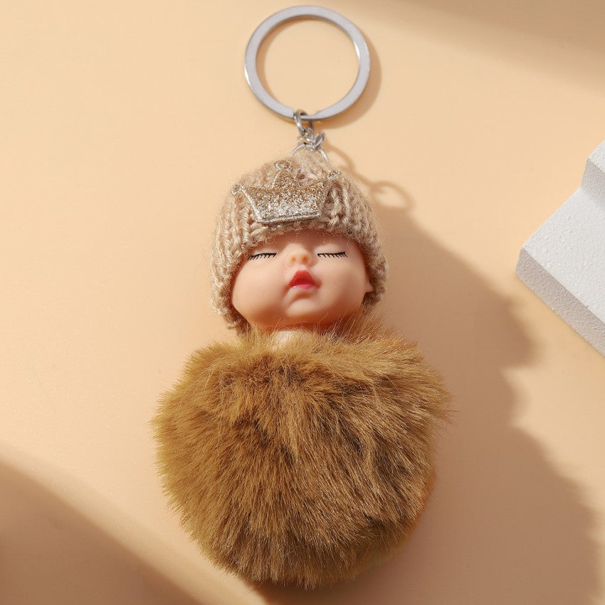 Wholesale Cute Crown Hat Plush Doll Keychains Pom Pom ACC-KC-RongR051
