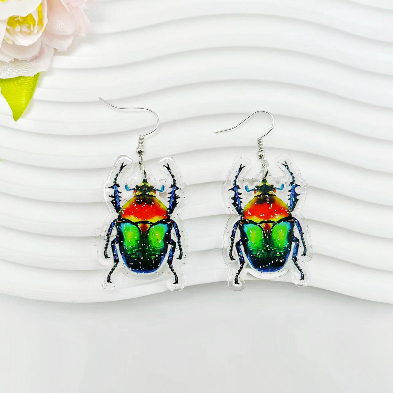 Wholesale Vintage Insect Series Acrylic Print Earrings ACC-ES-Qiyu024
