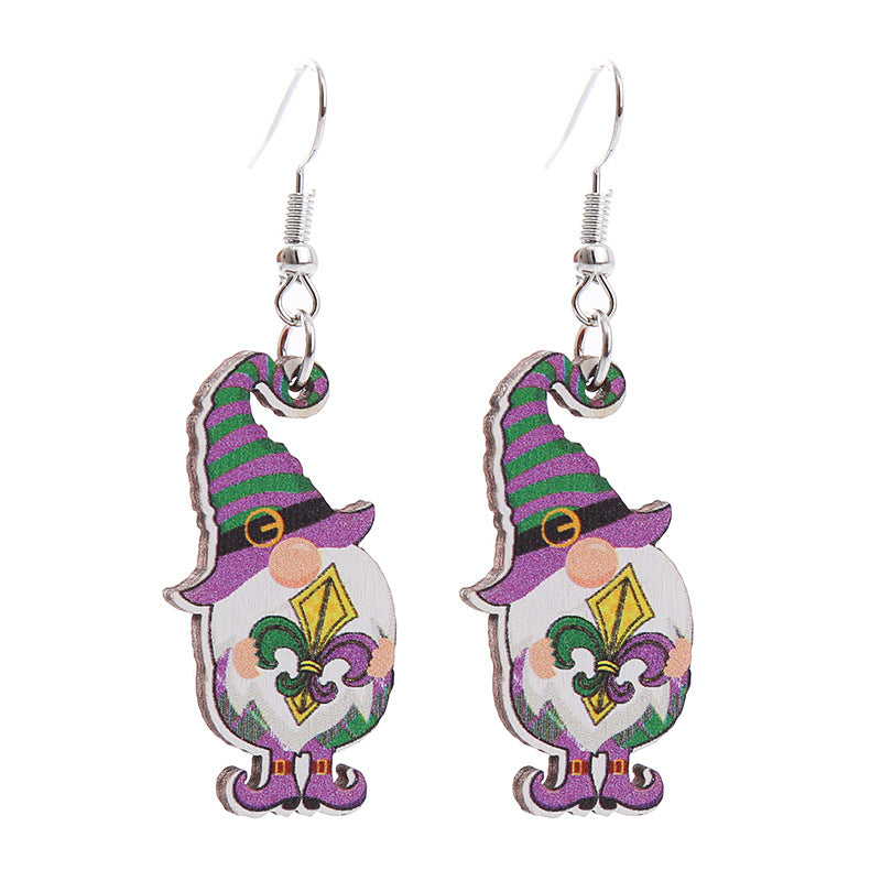 Wholesale  Carnival wooden earrings carnival truck clown hat earrings holiday earrings