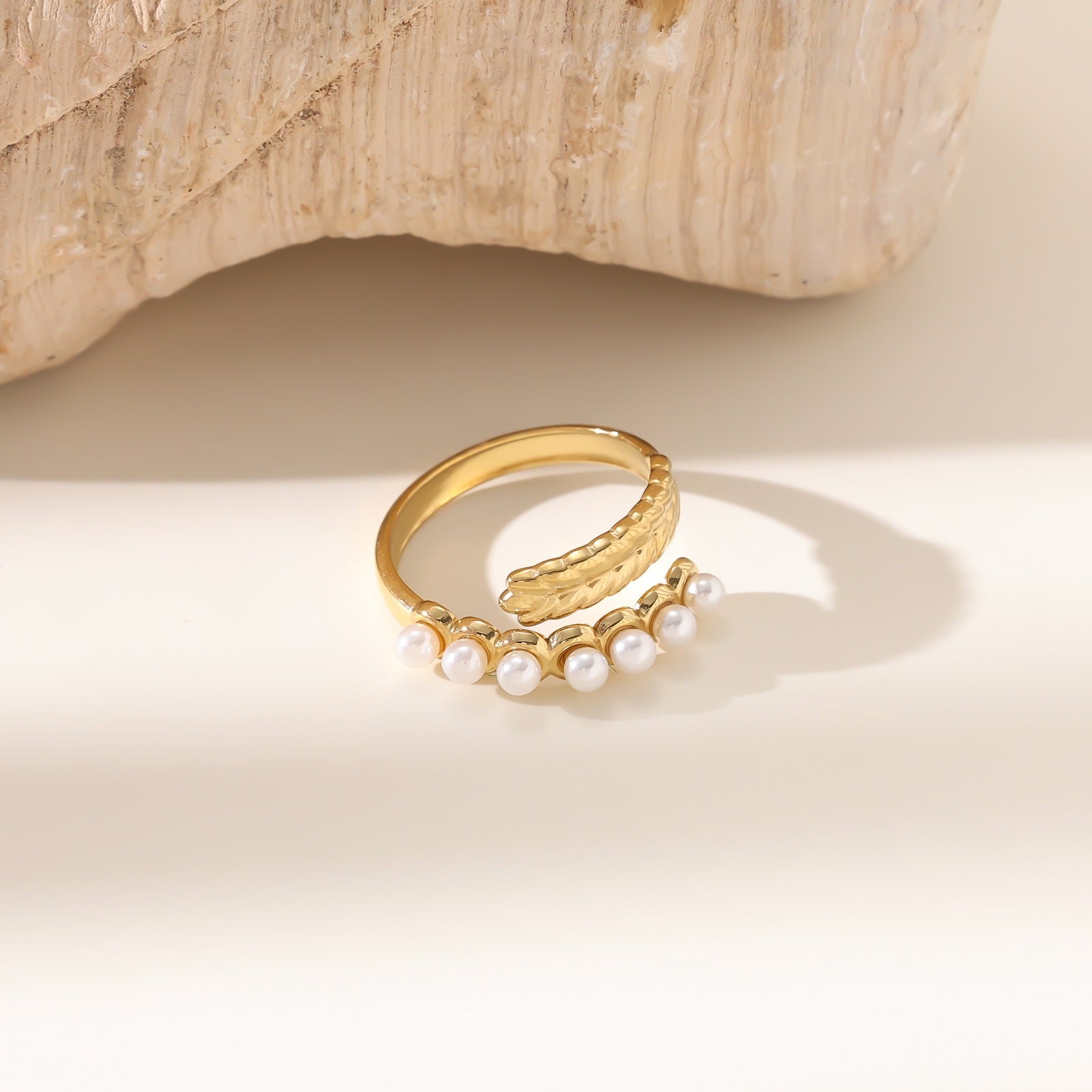 Wholesale Stainless steel gold-plated adjustable starfish flower ring