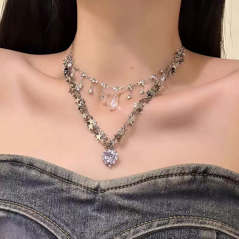 Wholesale Double-Layer Star Stacking Necklace