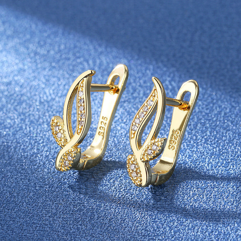 Wholesale popular inlaid zircon round ear ring ear buckle ear jewelry