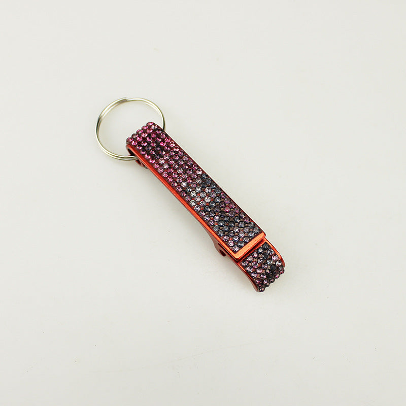 Wholesale Creative multifunctional aluminum alloy keychain with diamond ornaments