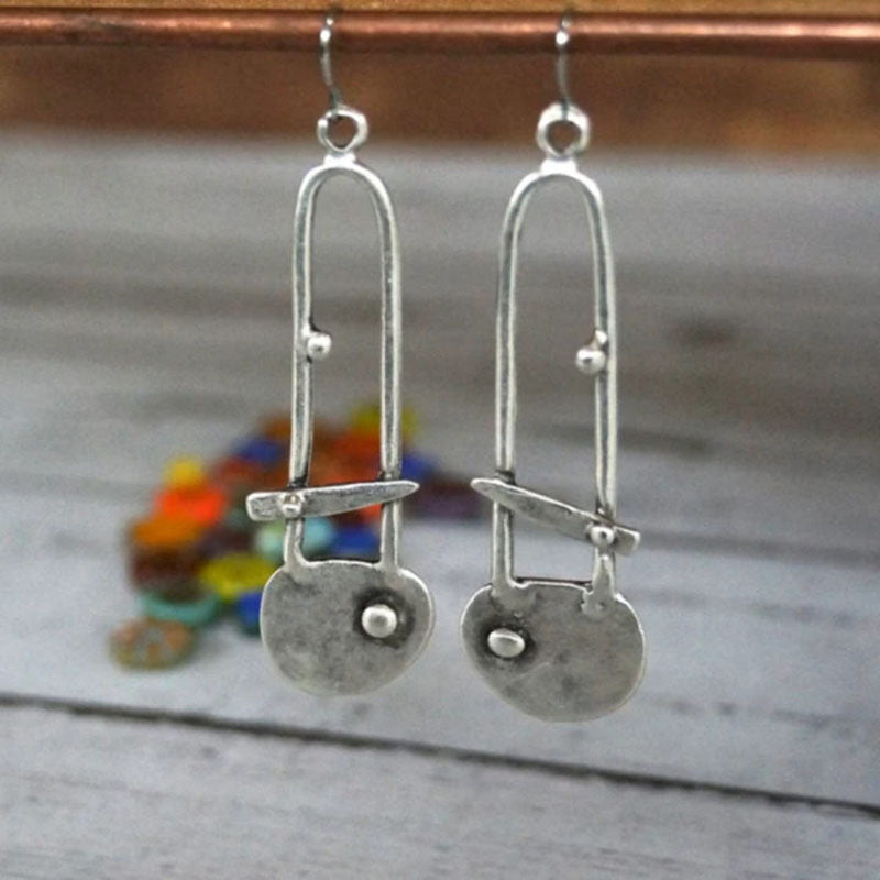 Wholesale  retro geometric spiral old metal earrings