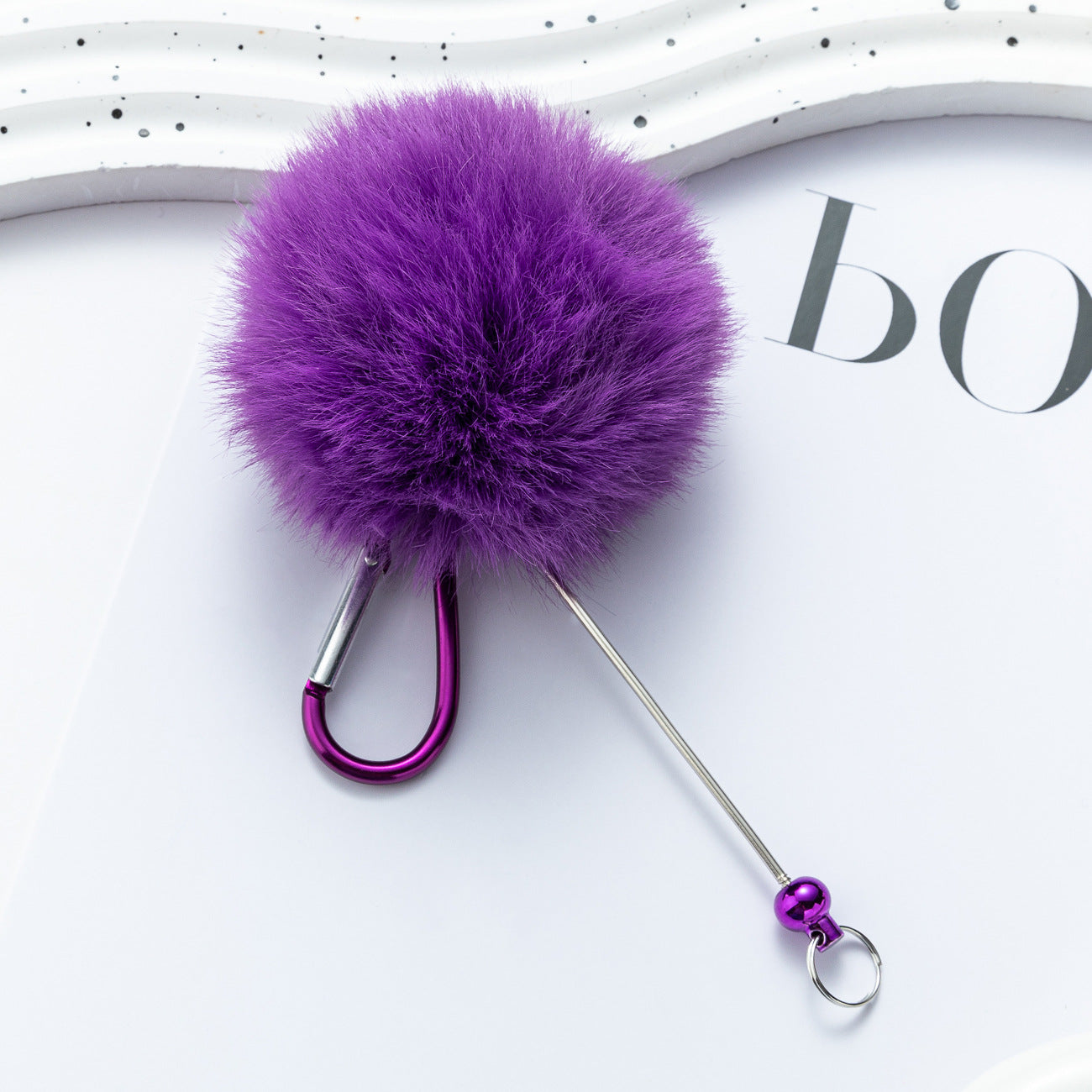 Wholesale DIY Beaded Pom Pom Keychain ACC-KC-HuaH015