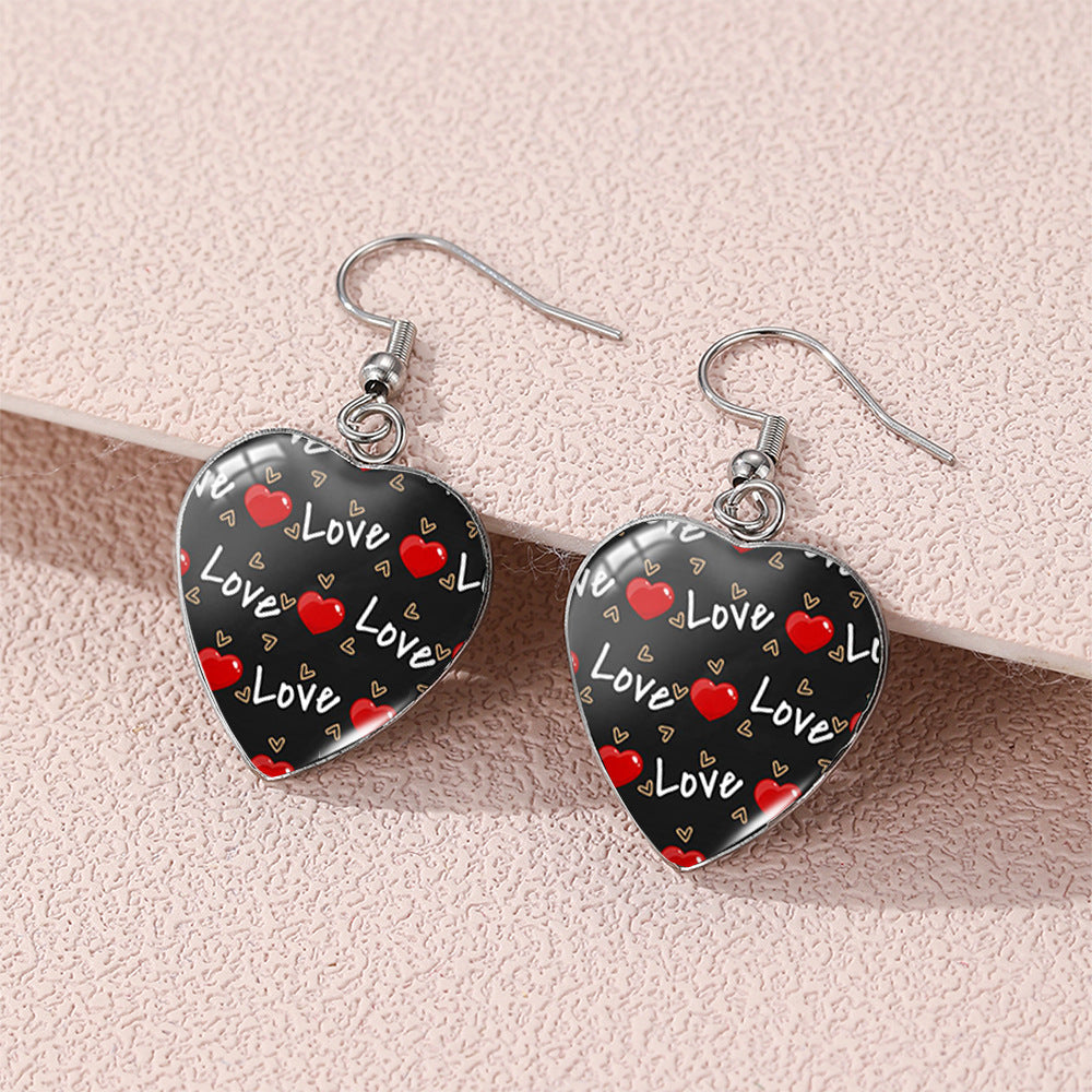 Wholesale Valentine' s Day love  Stainless steel  heart-shaped  earrings