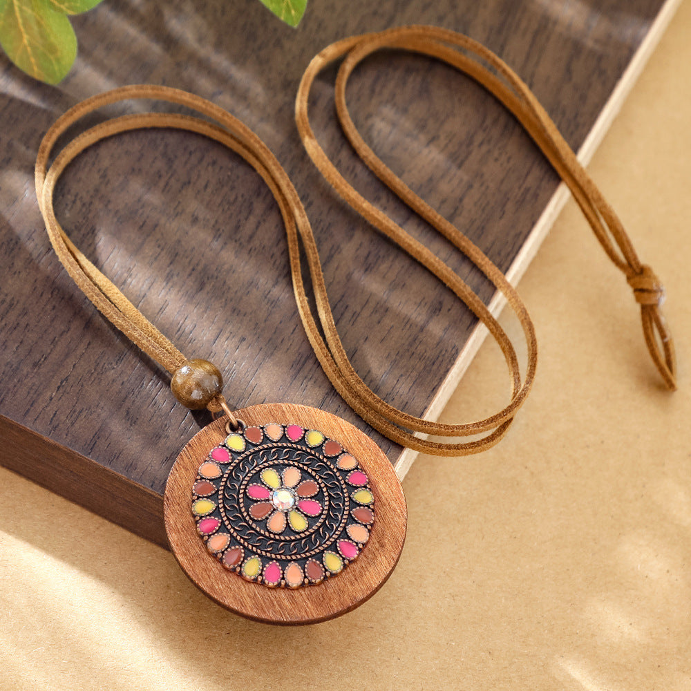 Wholesale Bohemian Geometric Colorful Drop Pendant Necklace Zinc Alloy Fashion Accessory for Travel Gift