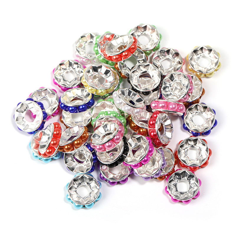 Wholesale 100pcs Copper Round Diamond Ring Spacer Beads DIY Bead Pen Accessories ACC-BDS-BLG140