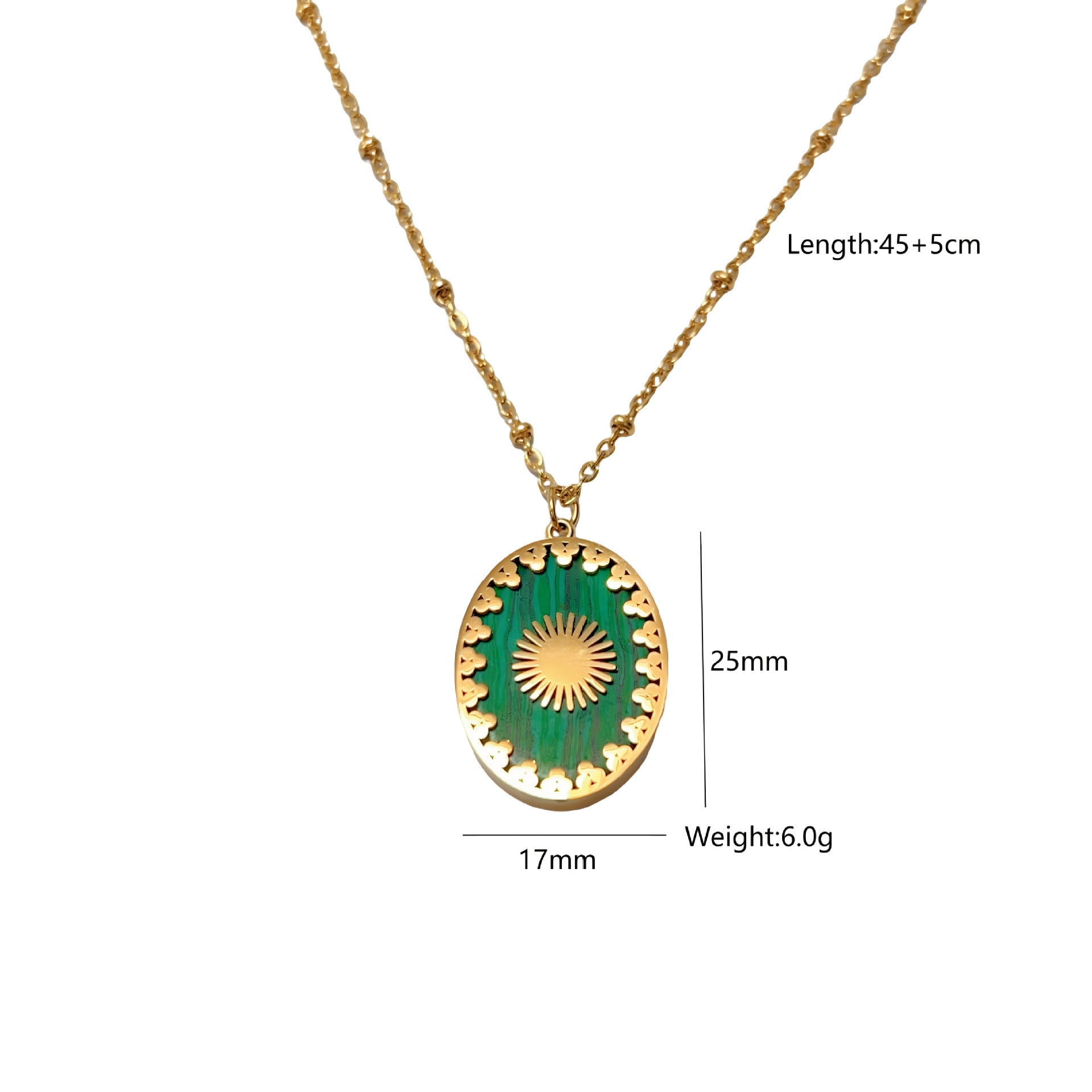 Wholesale Titanium Steel Green Agate Pearl Original Design Necklace