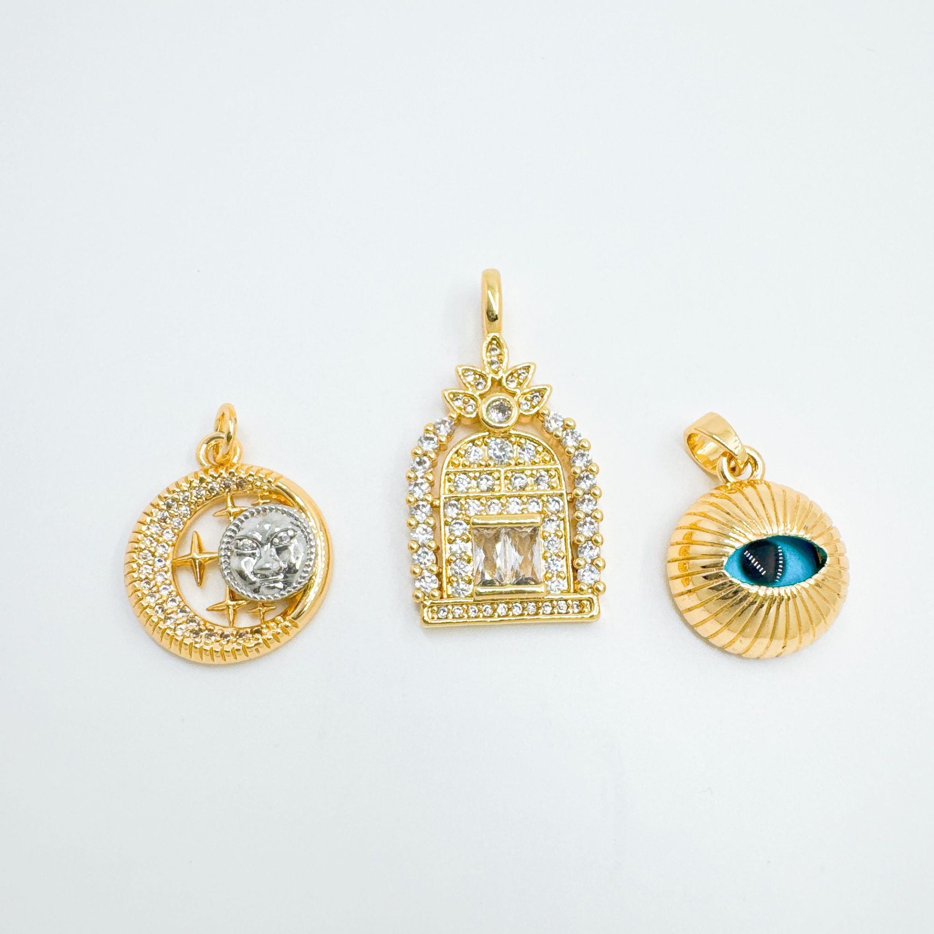 Wholesale Gold Plated Copper Evil Eye Geometric Pendant Necklace,  Fashion Jewelry Accessory for Women