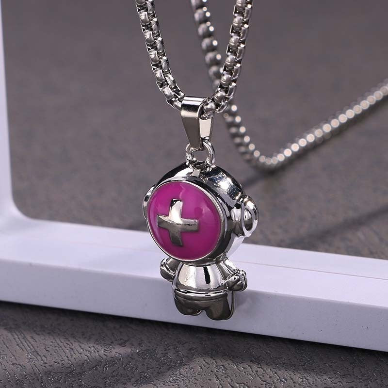 Wholesale Alloy Astronaut Pendant Necklace Cartoon Spaceman Fashion Jewelry Accessory for Men Women