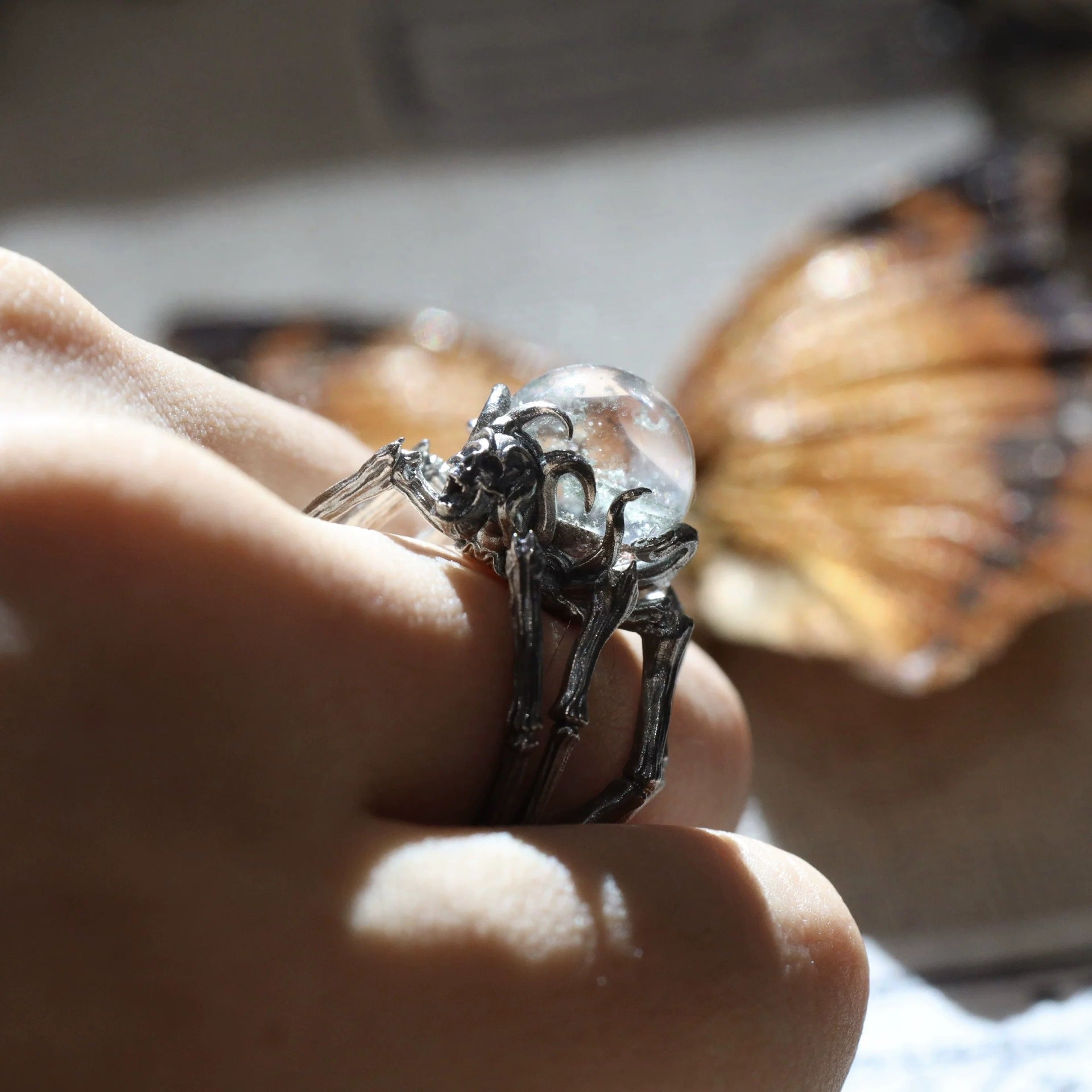Wholesale Adjustable Gothic Crystal  Skull Ring Alloy Electroplated Trendy Unisex Jewelry Accessory For Everyday Wear