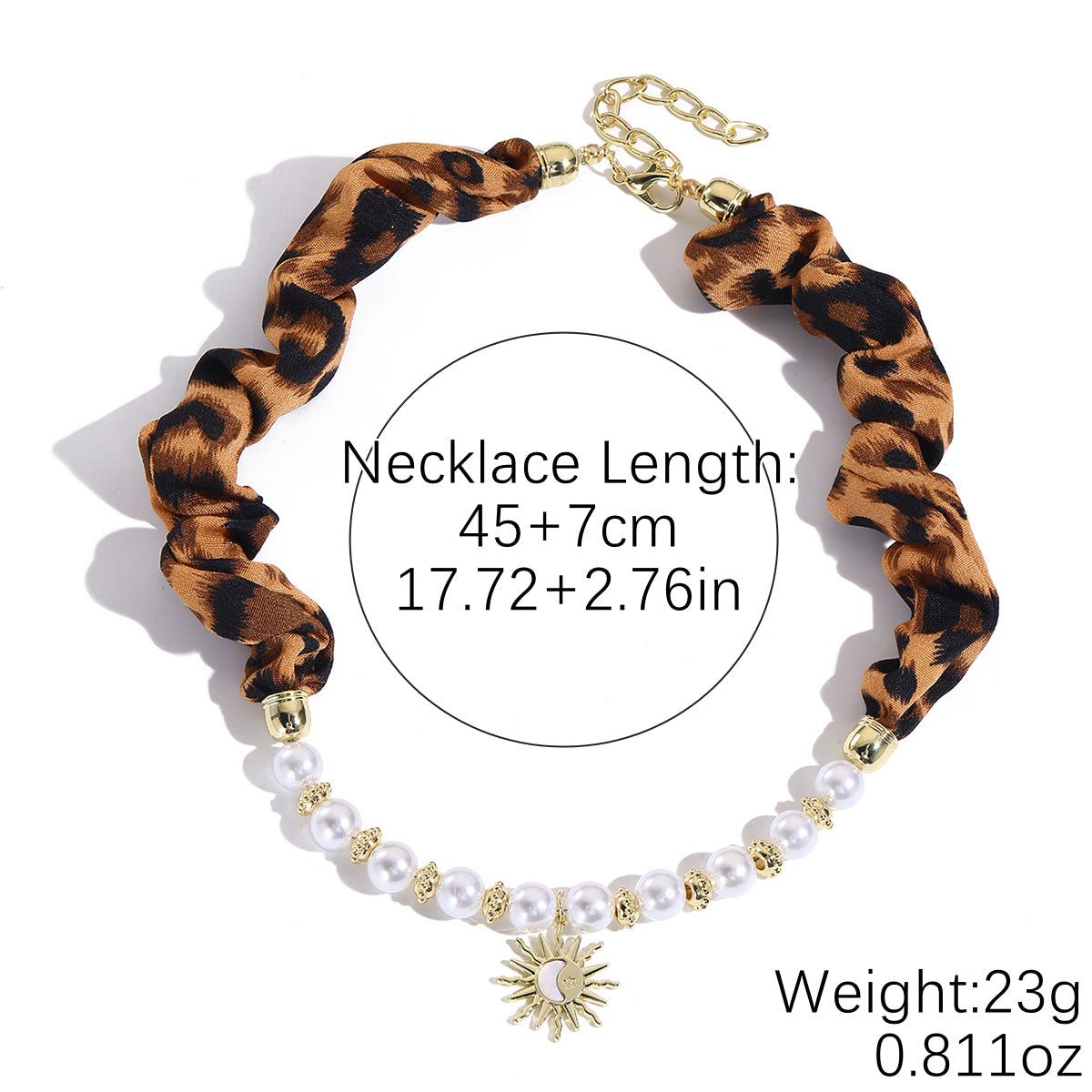 Wholesale  Model Light Luxury High-End Vintage Silk f Leopard Print Necklace with Unique Design Heart Pendant Leopard Print Necklace