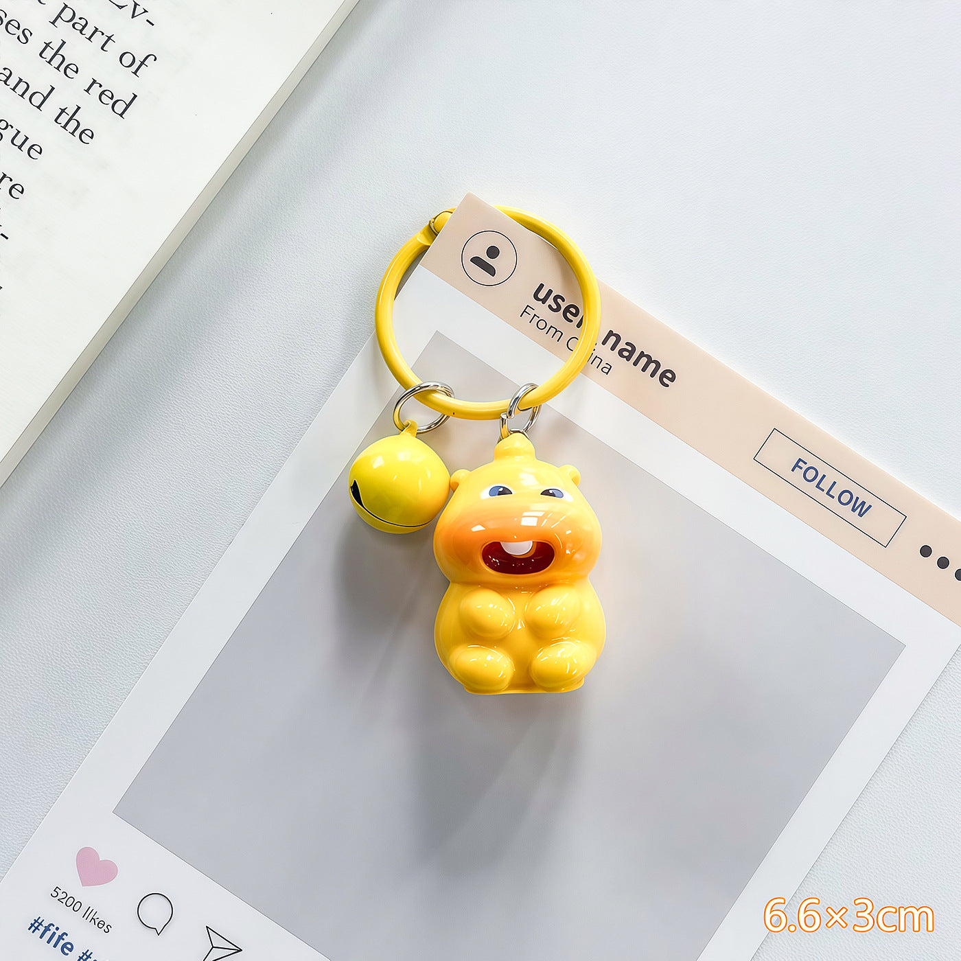 Wholesale Cute 3D Capybara Bell Keychain Plastic Resin Decorative Accessory Gift for Students