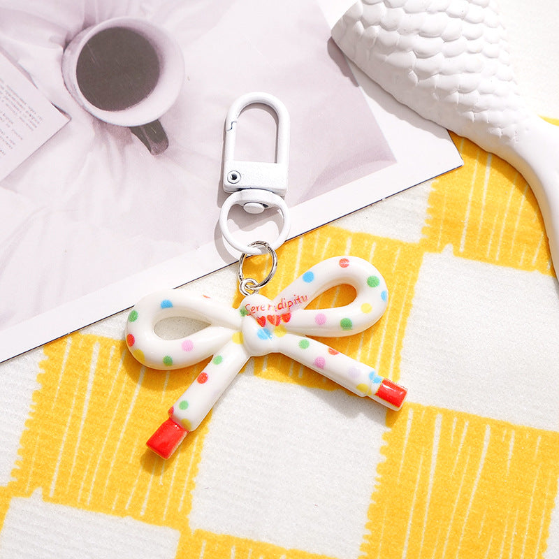 Wholesale Trendy Dopamine Bow Sweet Acrylic Keychain Bag Accessory Decorative Gift for Boutique Resale