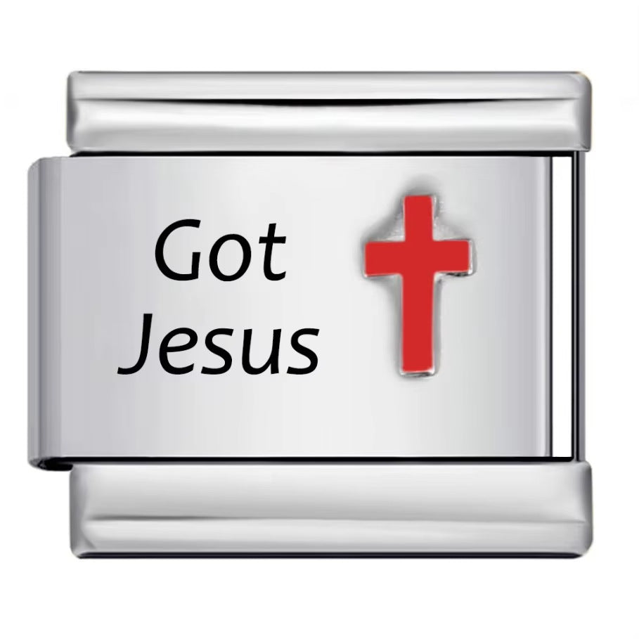 Wholesale Italian Charm Bracelet 9mm DIY Red cross pattern  Creative Stainless Steel Composable Bracelet