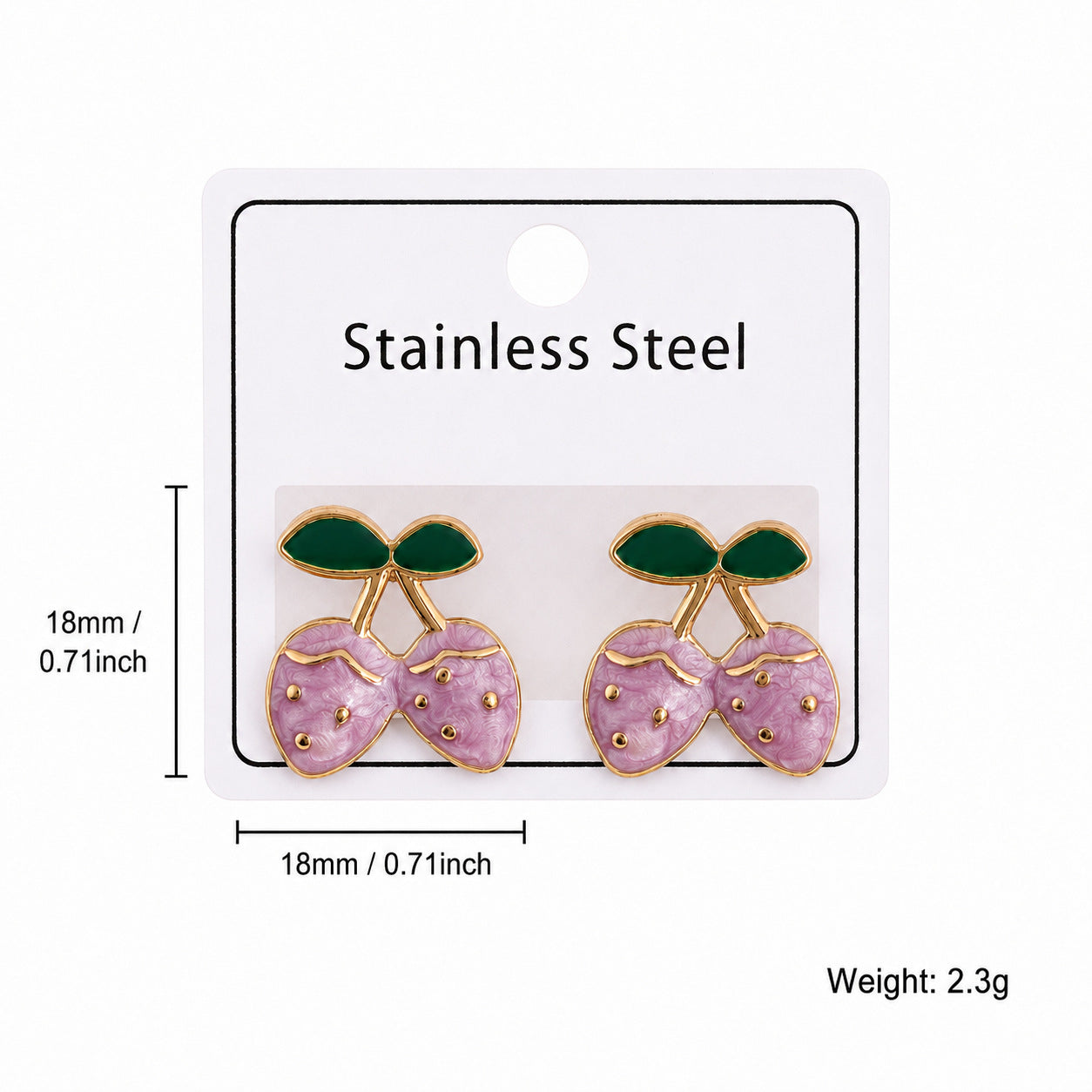 Wholesale 304 Stainless Steel Enamel Strawberry Earrings Fashion Fruit Jewelry Accessory for Party Gift