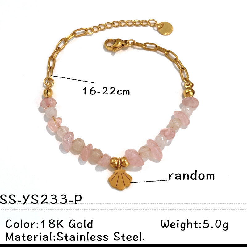 Wholesale Stainless Steel Pink Crystal Heart Pendant Bracelet - Trendy Fashion Accessory for Couples
