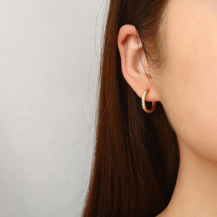 Wholesale European Style Stainless Steel Diamond Earrings - Boutique Jewelry Accessory for Party Wear