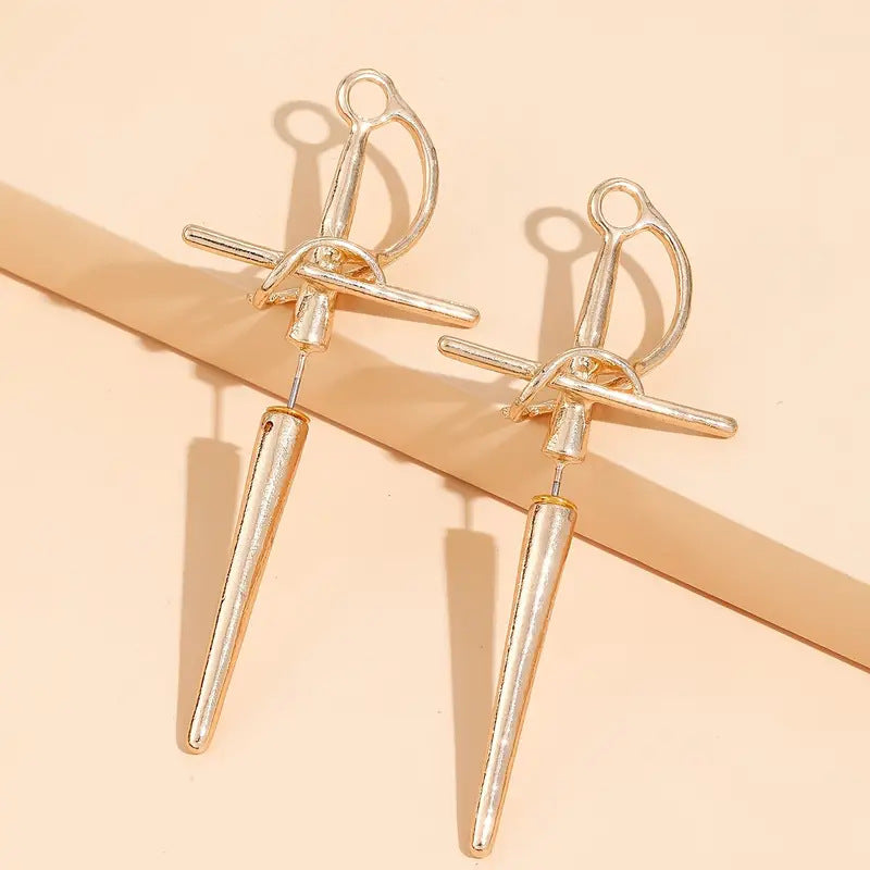 Wholesale Gothic sword earrings  retro exaggerated sword earrings