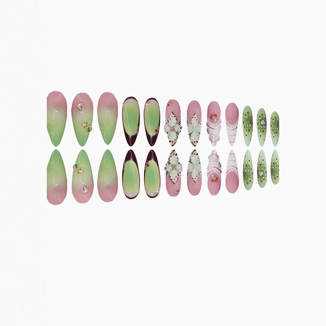 Wholesale 24 Pieces/box Shell Flower Nails Kits Nail Stickers