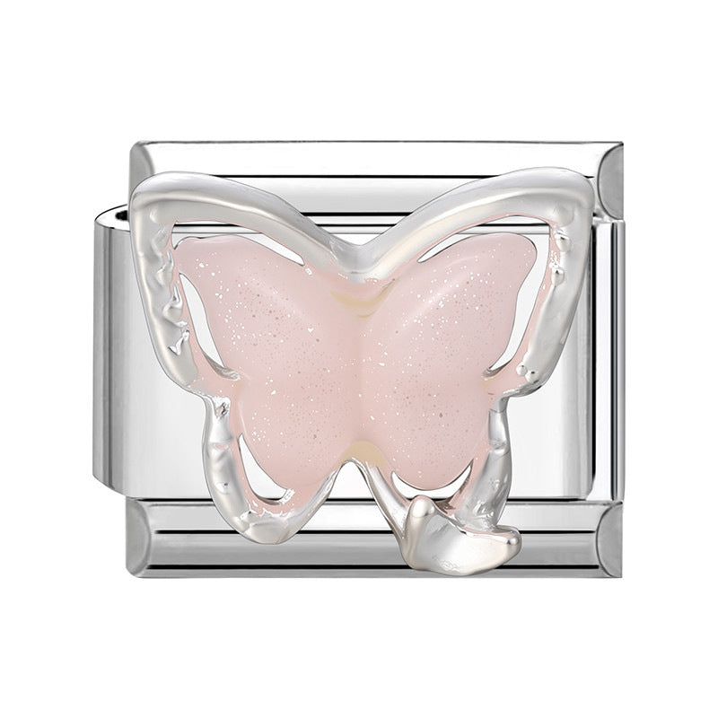 Wholesale Fashion Titanium Steel DIY Italian Charms Bracelet With UV Resin Angel Butterfly Design Boutique Jewelry Accessory
