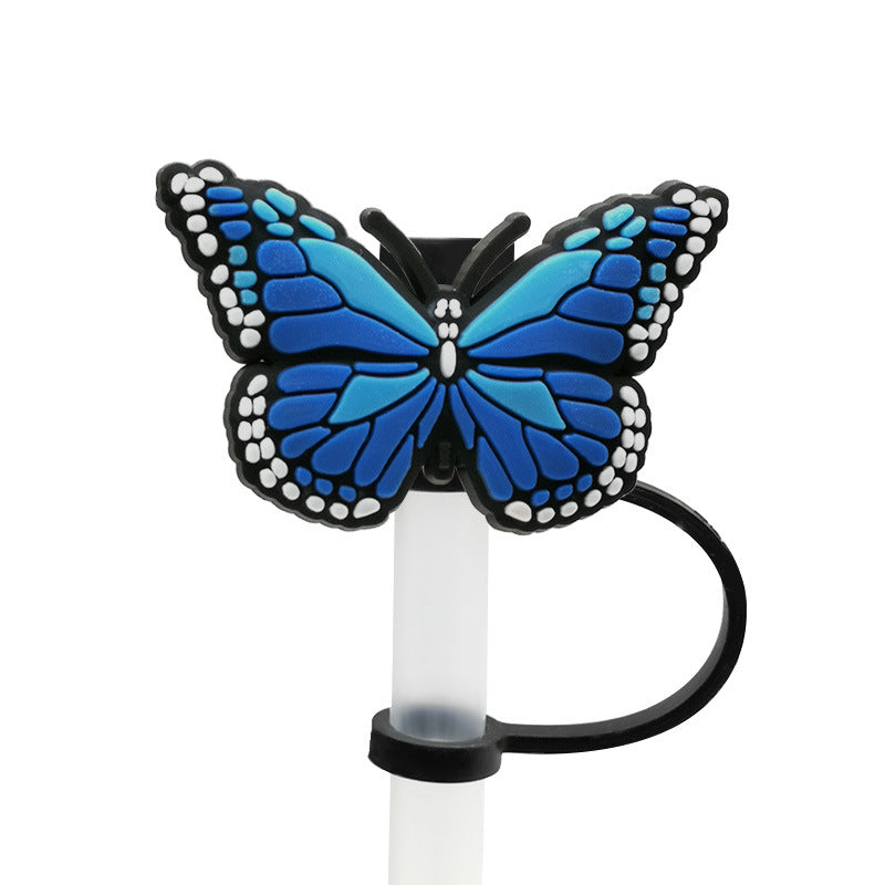 Wholesale 10pcs Personalized Butterfly 10mm PVC Straw Cover Soft Straw Tube Cap ACC-SCR-YiBang014