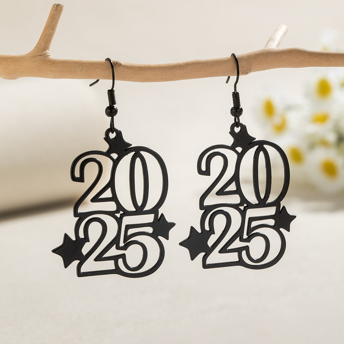 Wholesale  Hollow Star 2025 Pendant Alloy Earrings