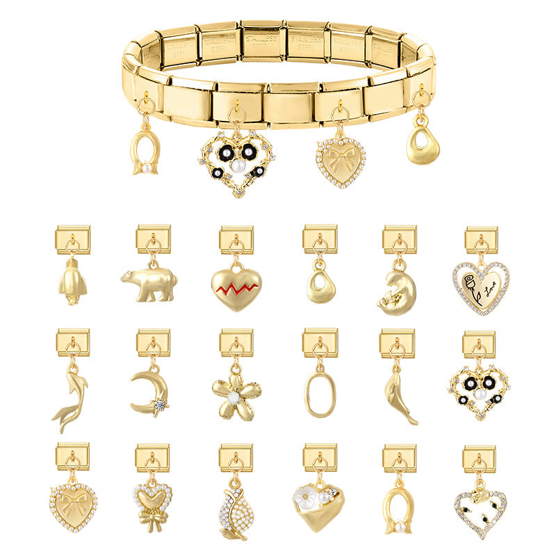 Wholesale  Italian Charm Bracelet 9mm DIY Creative Retro Stainless Steel Composable Bracelet