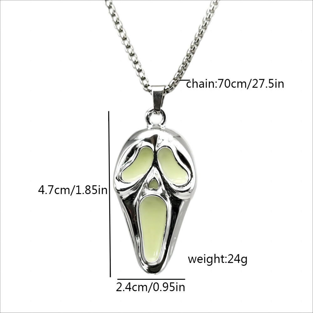 Wholesale Halloween skull luminous mask pendant  necklace
